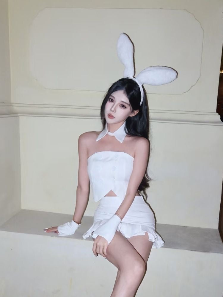 White Bunny Girl Halloween Costume Set with Accessories