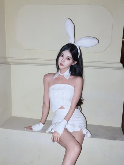 White Bunny Girl Halloween Costume Set with Accessories