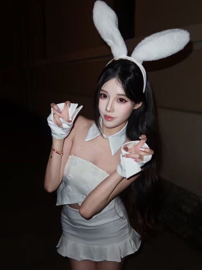 White Bunny Girl Halloween Costume Set with Accessories