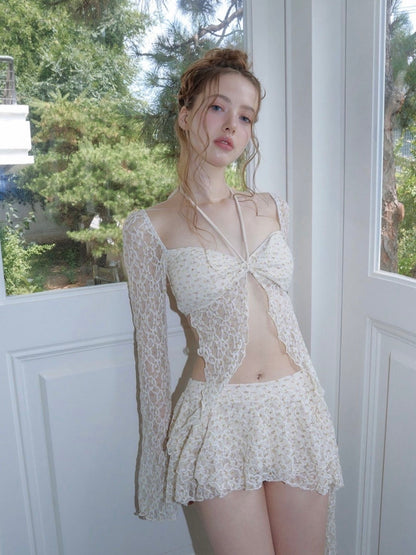 Ivory Lace Flare Sleeve Set
