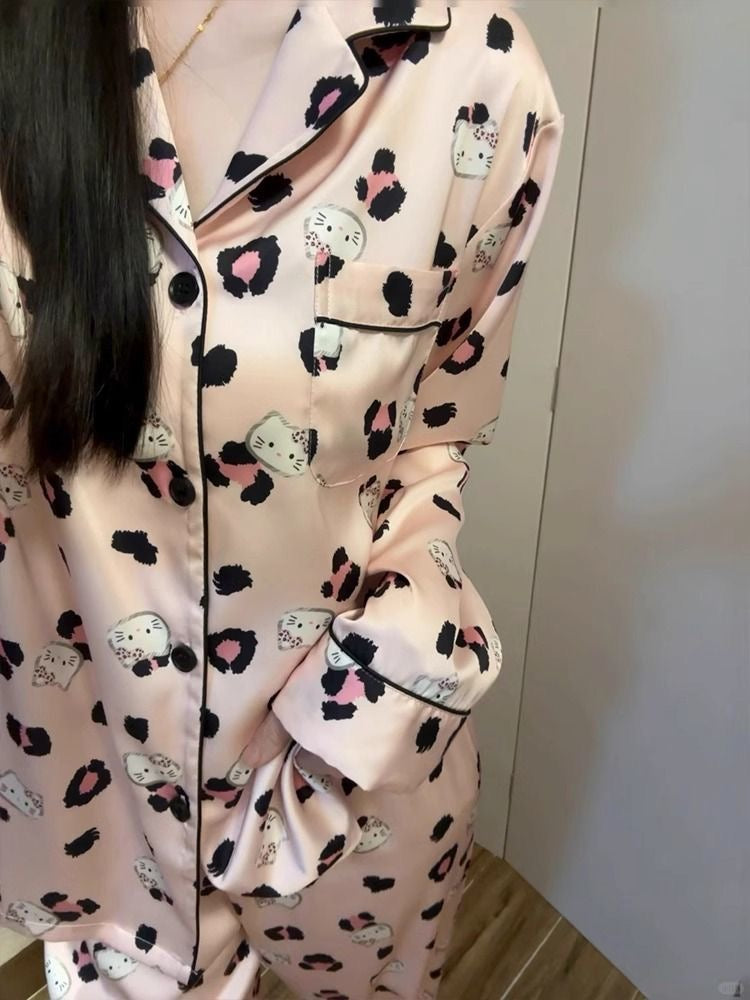 Strawberry Milkshake – Pink Leopard Hello Kitty Pajama Set