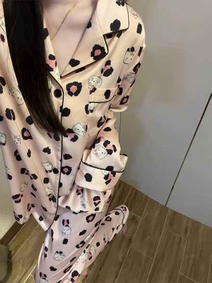 Strawberry Milkshake – Pink Leopard Hello Kitty Pajama Set