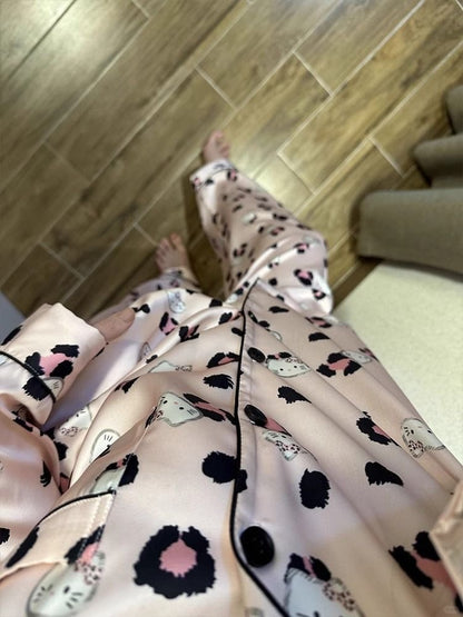 Strawberry Milkshake – Pink Leopard Hello Kitty Pajama Set