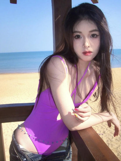 Purple Bloom One-Piece Swimsuit