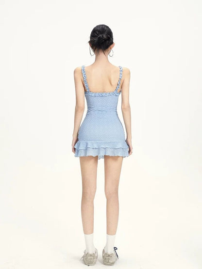 Nüde Creamy Blue Ruffled Dress