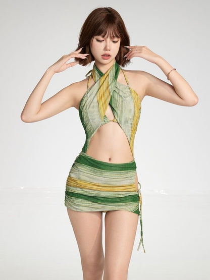 Forest Breath - Green Bikini Three-piece Set