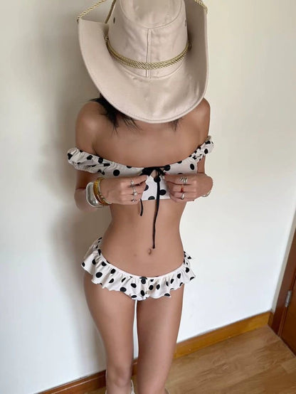 Midnight Polka Off-Shoulder Bikini Set