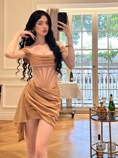 Gatsby Dinner - Golden Fish-bone Dress with Flash