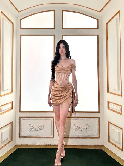 Gatsby Dinner - Golden Fish-bone Dress with Flash