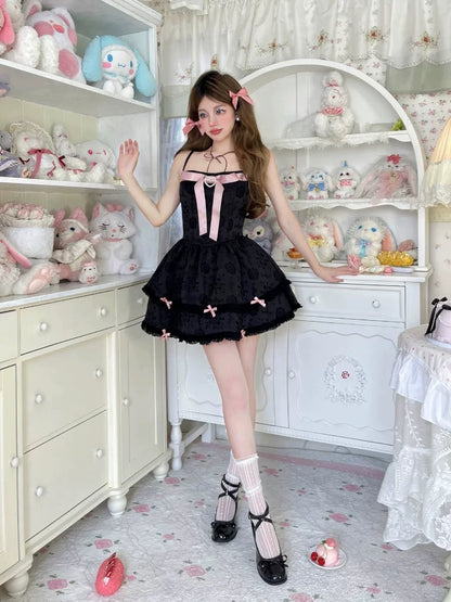 Black and Pink Bow Dress with Petticoat