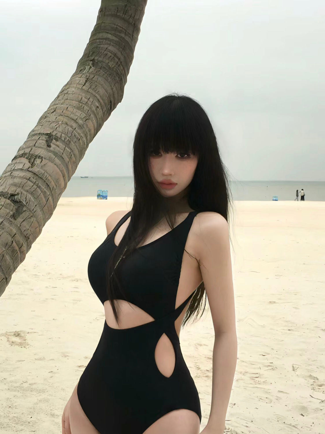 ' Lady Spy' -  Deconstructed Style Black One Piece Swimsuit