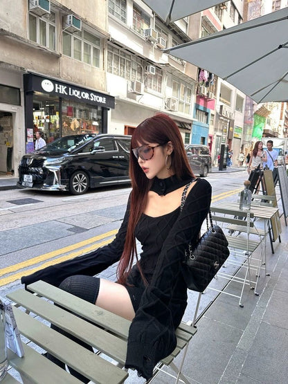 Cut-Out Knit Mini Dress