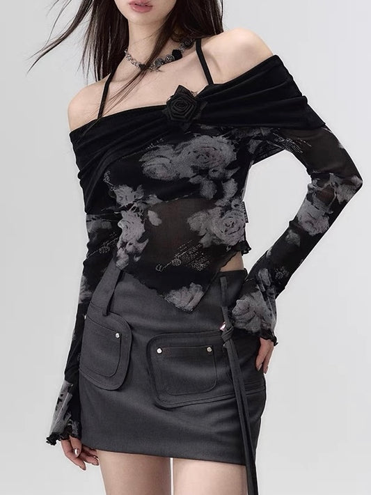 Black Rose - Mesh Top