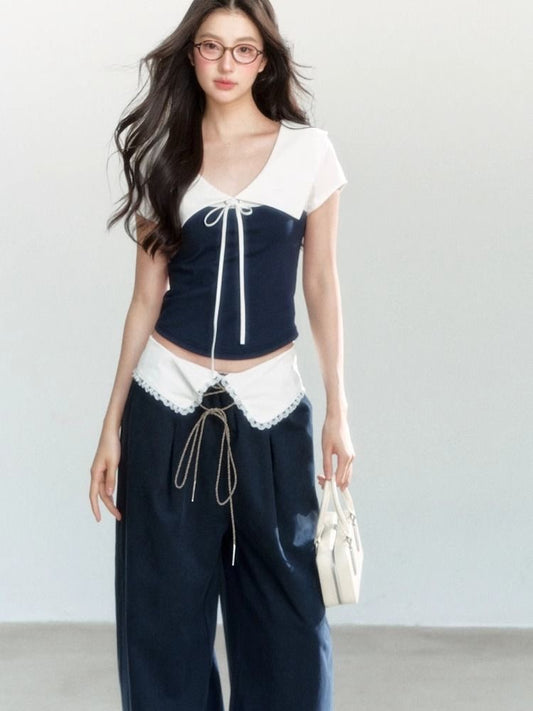 Midnight Preppy Tie Top