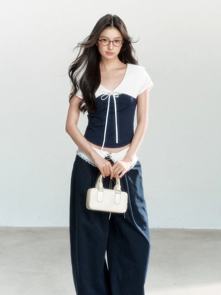 Midnight Preppy Tie Top