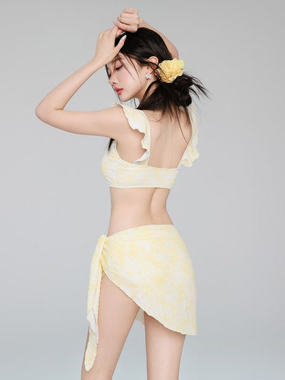 Light Yellow Bikini Three-Piece Set