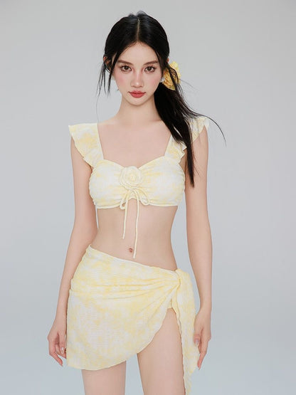 Light Yellow Bikini Three-Piece Set