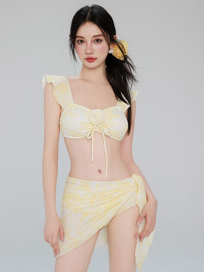 Light Yellow Bikini Three-Piece Set