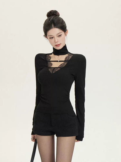 Black Lace Blouse With Choker
