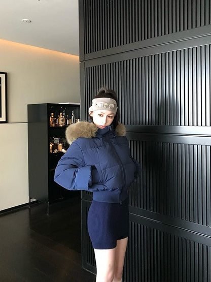 INNA Cropped Faux Fur Puffer Jacket