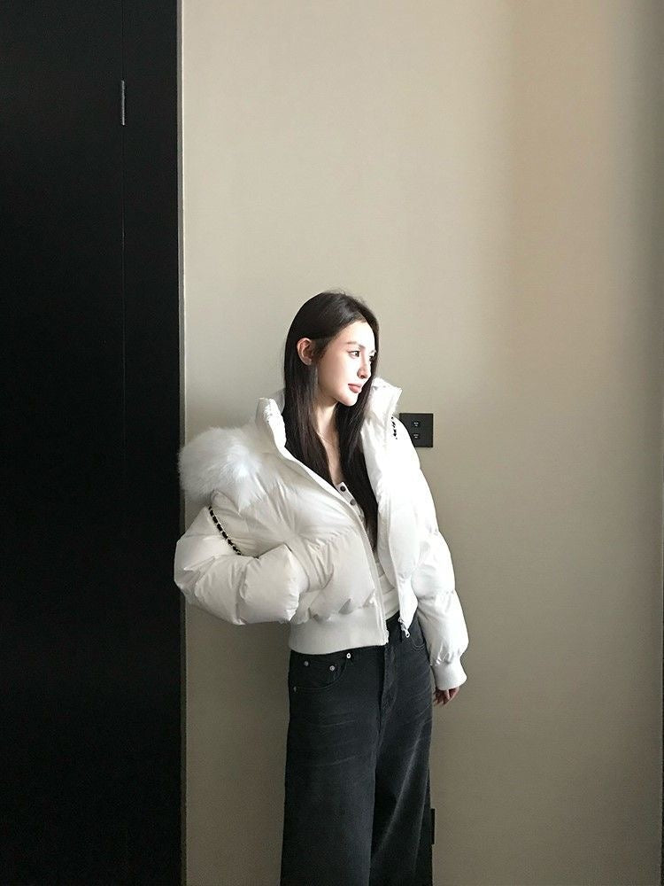 INNA Cropped Faux Fur Puffer Jacket