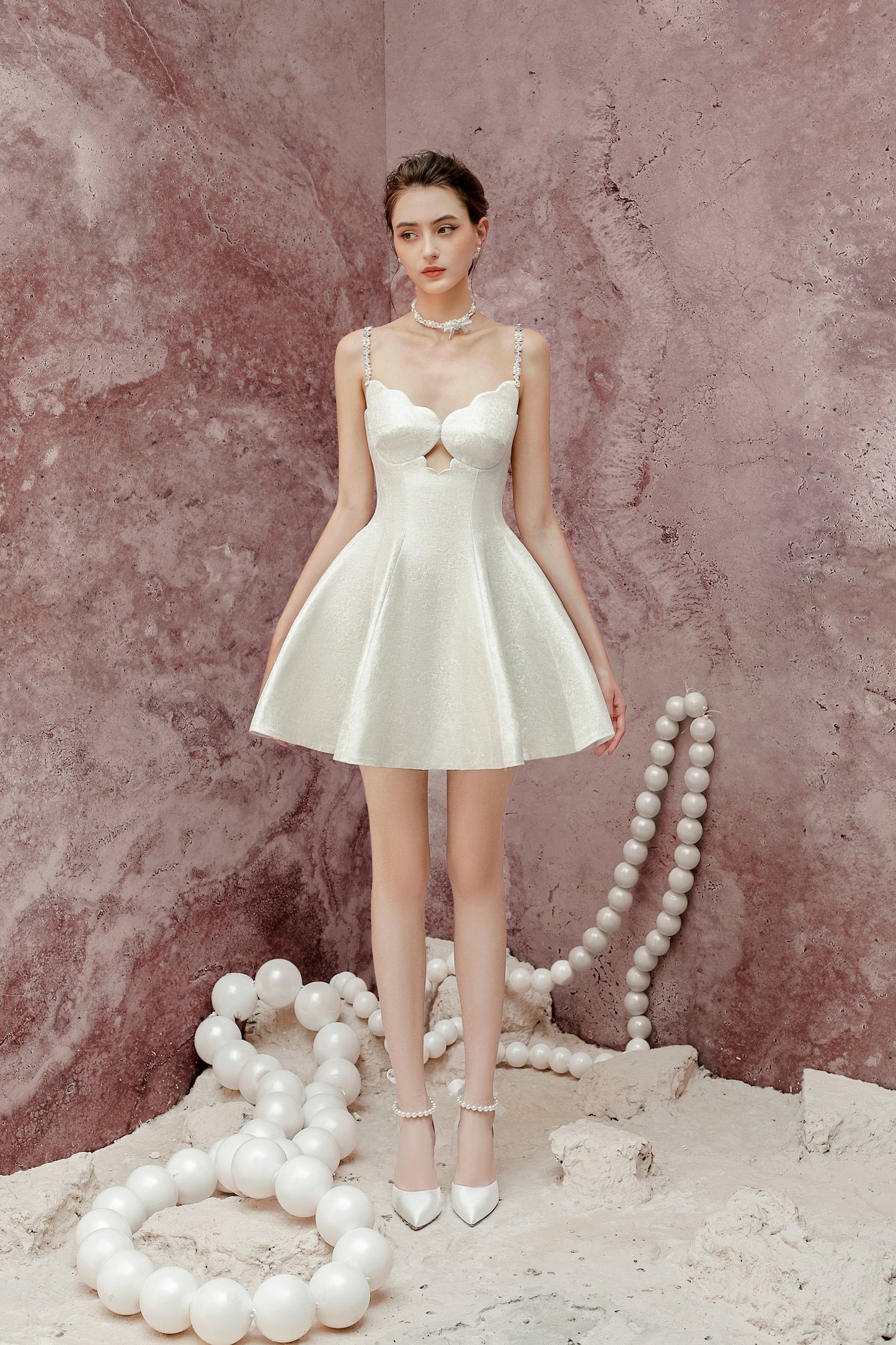 Beloved Eloise Dress (WITH PEARL & CRYSTAL NECKLACE)