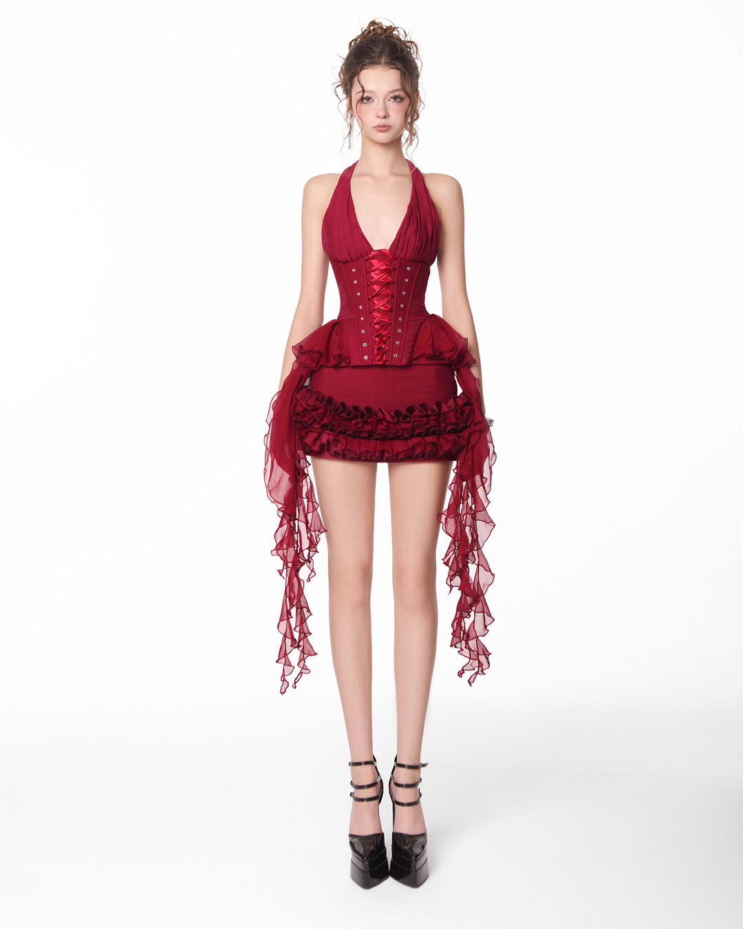 By JENNY Poise Top & Poise Skirt (Red) — By JENNY