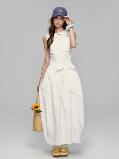 Sleeveless Tie-Waist Maxi Dress Set