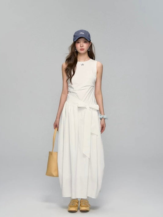 Sleeveless Tie-Waist Maxi Dress Set