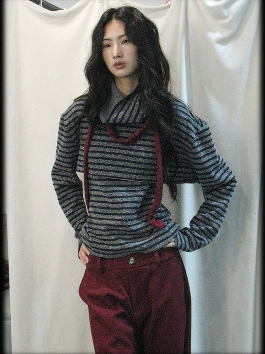 Striped Two-Piece Knit Sweater Set