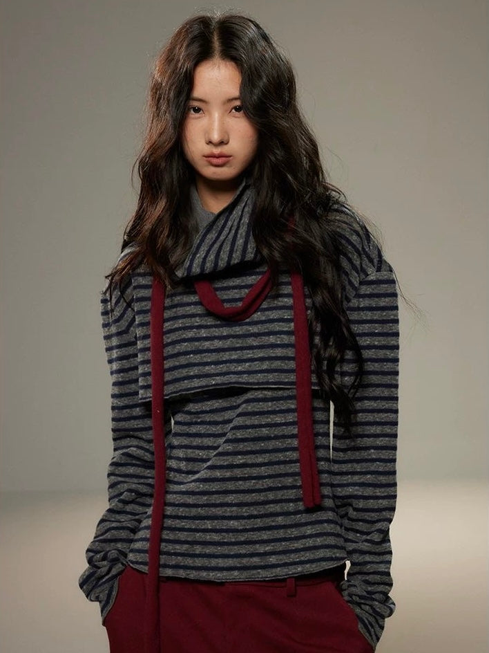 Striped Two-Piece Knit Sweater Set