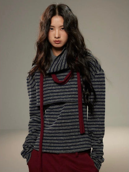 Striped Two-Piece Knit Sweater Set