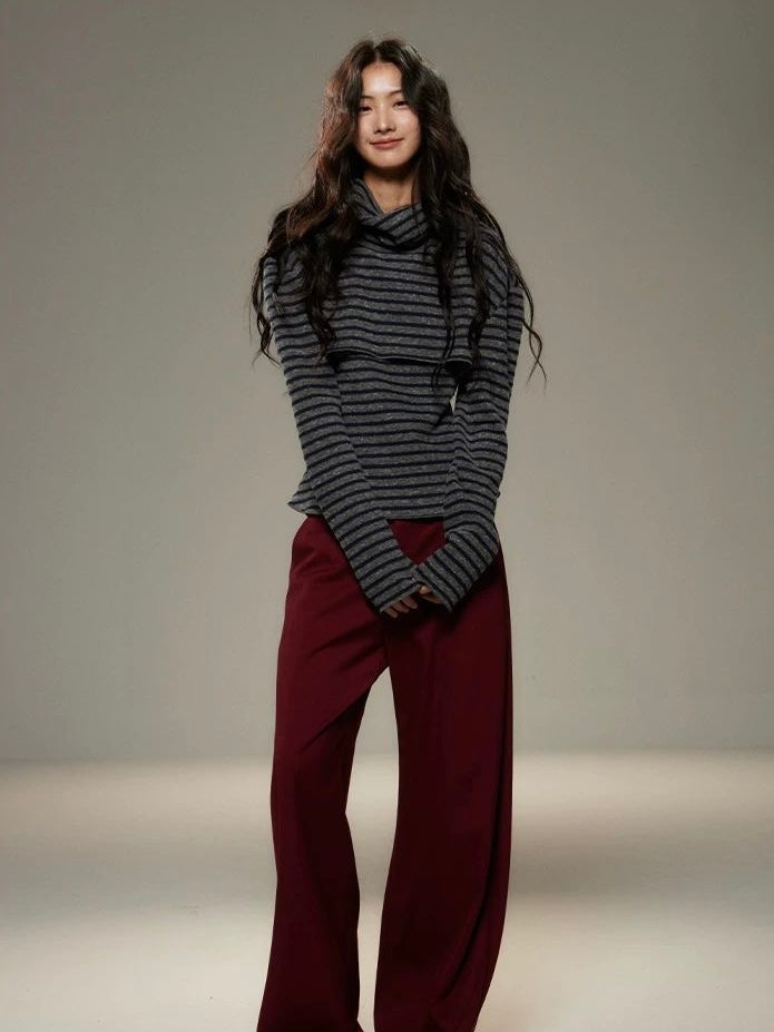 Striped Two-Piece Knit Sweater Set