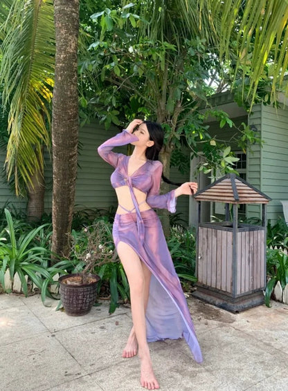 'Lavender Garden' - Violet Bikini 4-piece Set