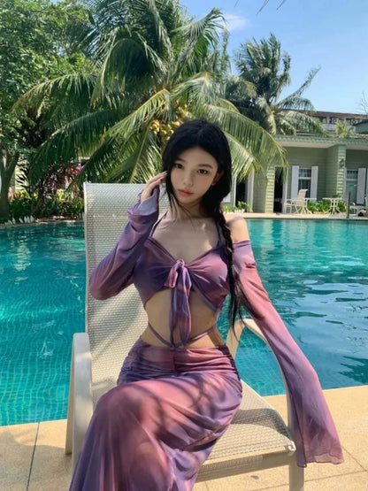 'Lavender Garden' - Violet Bikini 4-piece Set