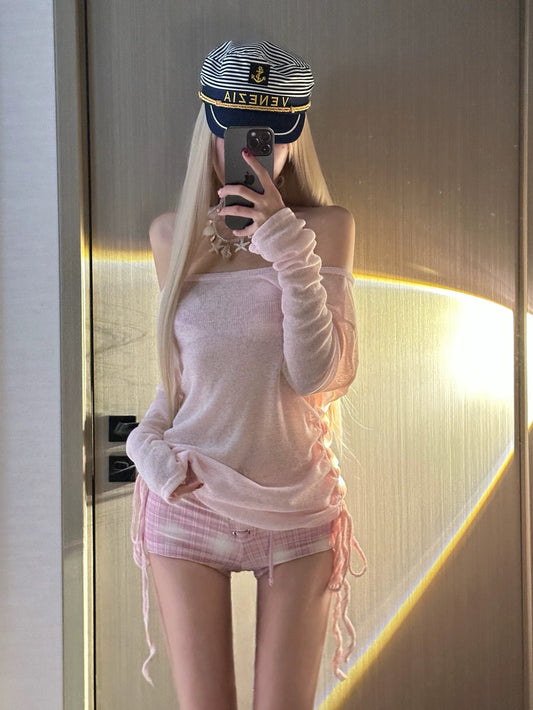 Sweet Pink Check Bikini Set (3-Piece)