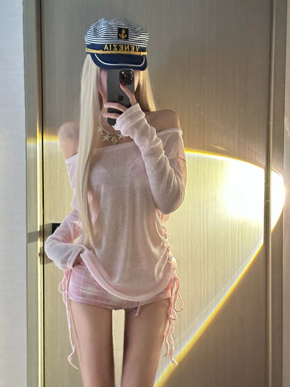 Sweet Pink Check Bikini Set (3-Piece)