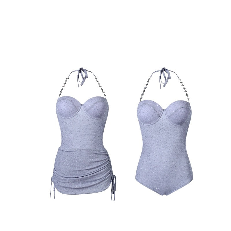 Elegant Purple Backless One-Piece Swimsuit