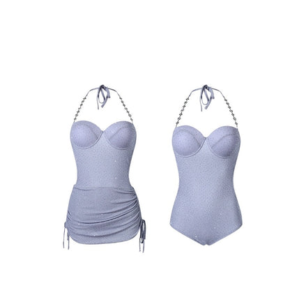 Elegant Purple Backless One-Piece Swimsuit