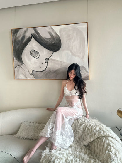 Lace Bikini Three-Piece Set with Mermaid Maxi Skirt