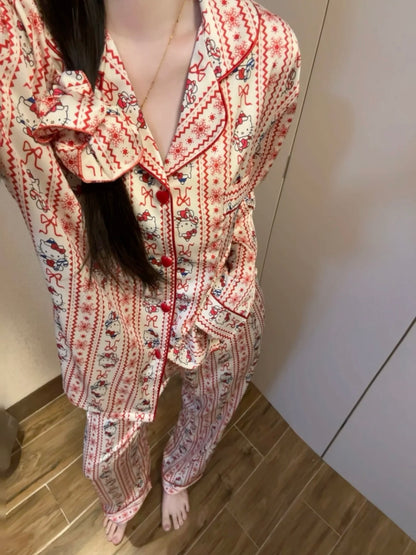Snowflake Kitty Satin Pajama Set