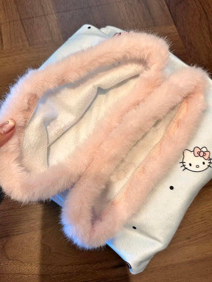 Hello Kitty Fluffy Winter Pajama Set – Light Blue