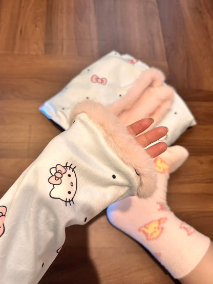 Hello Kitty Fluffy Winter Pajama Set – Light Blue