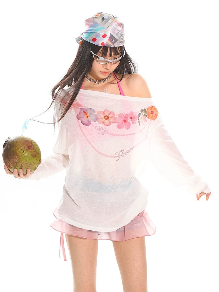 Sheer One-Shoulder Beach Cover-Up – Tropical Style