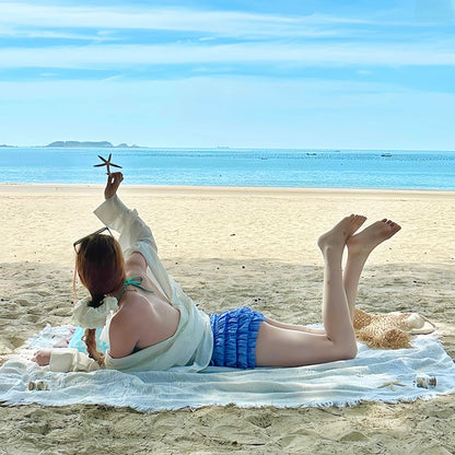 Coastal Bliss White Beach Towel & Blanket