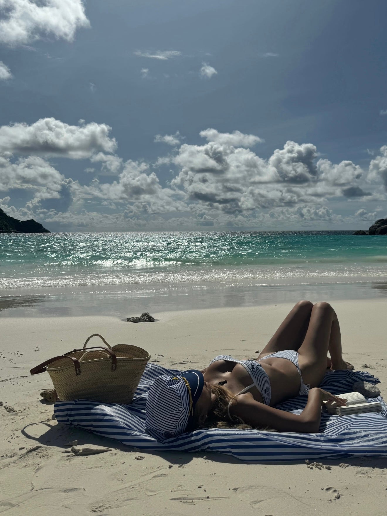 Navy Breeze Striped Beach Towel