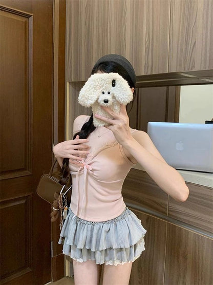 Lace Halter Thermal Padded Cami
