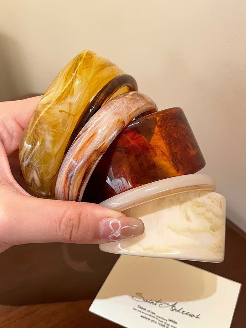 INNA Milk Tea Bubbles Acrylic Resin 6-Piece Bangle Set