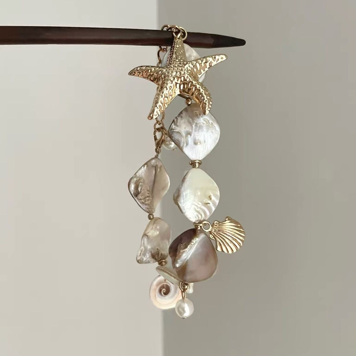 INNA Seafoam Treasure Pearl Shell Charm Bracelet