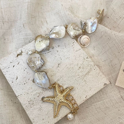 INNA Seafoam Treasure Pearl Shell Charm Bracelet